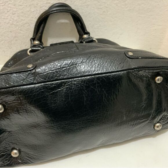 Hype Women's Black Soft Leather Studded Tote Satchel hobo bag - Picture 14 of 15